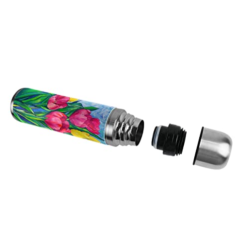 Tulipanes Artwork Botella de agua de acero inoxidable Frasco aislado al vacío Termo 500ml Viaje Deporte Té Café Beber… - Imagen 5