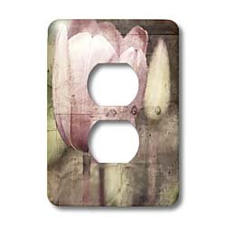 Couverture de sortie 2 prises lsp_57209_6 avec imprimé floral de tulipe rose vintage 3dRose