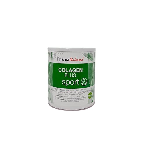 Prisma Natural - Colageno Plus Sport - complemento para adultos y deportistas, energía, flexibilidad articular y musculo. Vitaminas, proteinas y aminoacidos. Sabor naranja. (Lata 300 gr.)