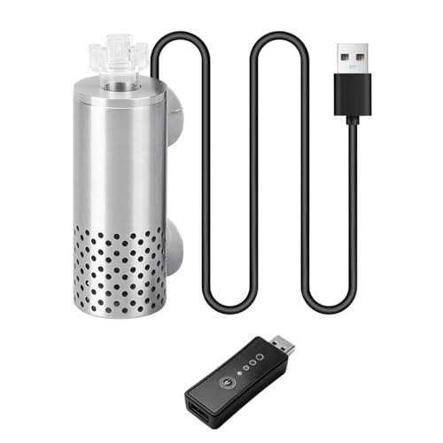 DONGKER Écumoire Électrique pour Aquarium,Ecumeur de Surface USB en Acier Inoxydable avec 2 Ventouses Puissantes pour Aquarium Domestique
