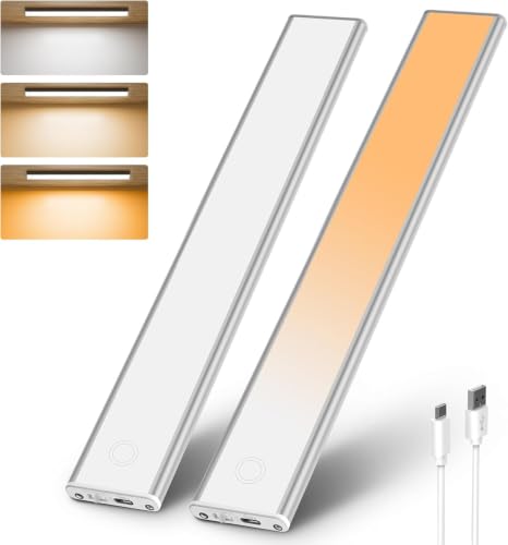 Image of 30 cm Rechargeable Under Cabinet LED Light with Motion Sensor, 138 LEDs, 3 Colour Modes, 1500 mAh Battery and Type-C Charging for Kitchen and Wardrobe