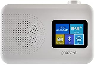 Groov-e Berlin Bluetooth DAB/FM Digital Radio Alarm Clocks Bedside Mains Powered | Battery Clock Radio | DAB Clock Radios For Bedroom | 3.5mm Headphone Input - White