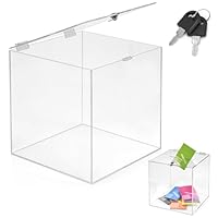 Spendenbox aus Acryl, 20x20x20cm Transparente acryl Box mit verschließbarem Deckel, acryls Losbox, Aktionsbox, Gewinnspielbo mit Schloss und Schlüssel, für Abstimmungen, Gewinnspiele, Wettbewerbe