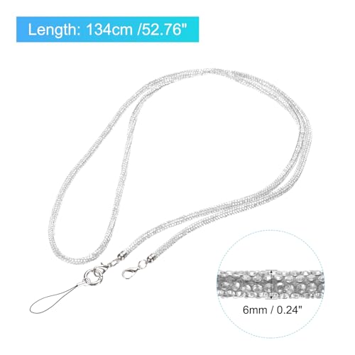 Correa Brillante para Bolso, Repuesto Cristal 134 cm Plata miniatura 2
