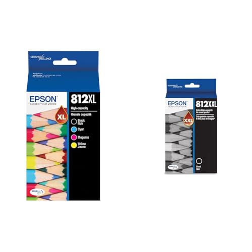 Image of Epson 812 DURABrite Ultra Ink High Capacity Black & Color Cartridge Combo Pack & 812 DURABrite Ultra Ink Extra-high Capacity Black Cartridge (T812XXL120-S)