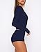 Dressmine Short Sets for Women Long Sleeve Soft Loungewear Sexy Comfor table Matching Casual Yoga Sets Spring Fashion Navy Blue M