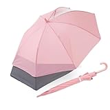 小川(Ogawa) キッズ長傘 後ろが伸びる傘 先端が丸いT型露先 トランスフォーム傘 ジャンプ式 55cm 8本骨 LINEDROPS ピンク 無地 伸びる生地 反射テープ付 透明窓付き はっ水 54788