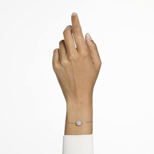 Image of 925 Sterling Silver Round Solitaire Halo Bracelet | Elegant 18k Gold Plated Jewelry for Women, Mother's Day