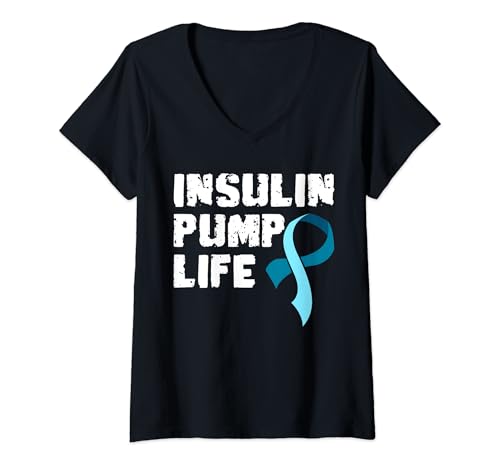 Damen Insulin Pump Life Diabetes Zuckerkrank T-Shirt mit V-Ausschnitt