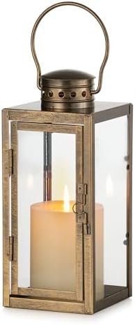 NUPTIO Vintage Lanterns Gold Distressed: 24cm Tall Decorative Han...