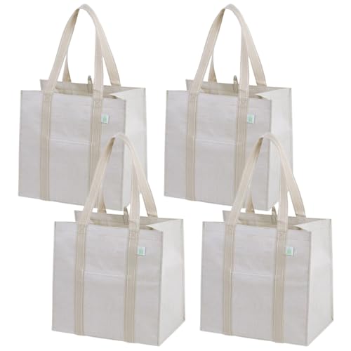 VENO 4 Pack Reusable Grocery Bags with Handles