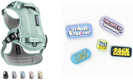 Fei & Eve Magease Dog Harness + Cute Funny Dog Patches (Glacier Green-M)