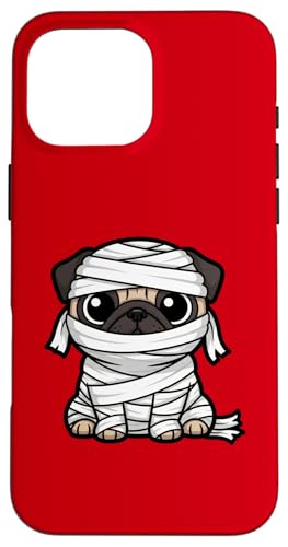 面白いハロウィーンのミイラパグの漫画デザイン。 スマホケース iPhone 16 Pro Max 用