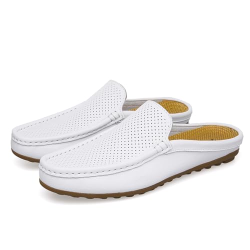 Men's Classic Leather Slippers Office Casual House Slip on Backless Loafers Men's Soft and Comfortable Driving Shoes2