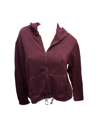 Victoria's Secret Pink Sweater Knit High Low Hoodie Full Zip Color Maroon Ruby Large New - Main Image