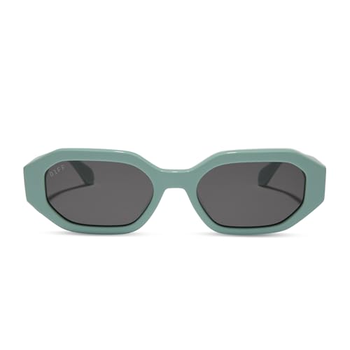 DIFF Allegra Designer Angular Sunglasses for Women UV400 Polarized, Steel Teal + Grey3
