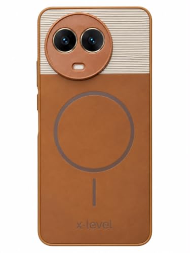 Image of Bintage Dual-Leather Mac Safe Design Phone Case| Soft Touch Finish | Full Camera Protectection Back Cover Compatible for Realme 11 / 11X 5G /Narzo 60X - White & Nut Brown