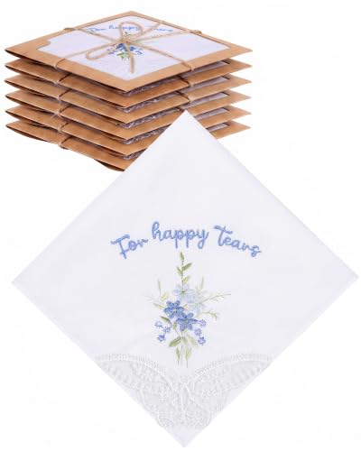 Image of Kinlop 6 /12 Pcs Happy Tears Handkerchiefs Lace