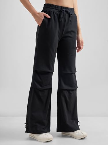 Image of Tokyo Talkies Baggy Loose Fit Parachute Trousers |High Rise with Drawstrings|Elasticated with Side Pockets