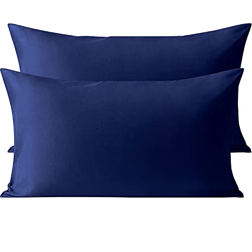 Organictune Pillow Cases King Size Set of 2 Microfiber Pillowcases Shrinkage and Fade Resistant Pillow Covers with Envelope Closure（Navy,20x40 Inches）