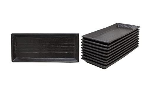 キャッスルエンタープライズ(Castle Enterprise) 新 【Amazon.co.jp限定】【業務用 セット】美濃焼 和風カフェシリーズ サンマ 角皿 油滴天目 10枚セット