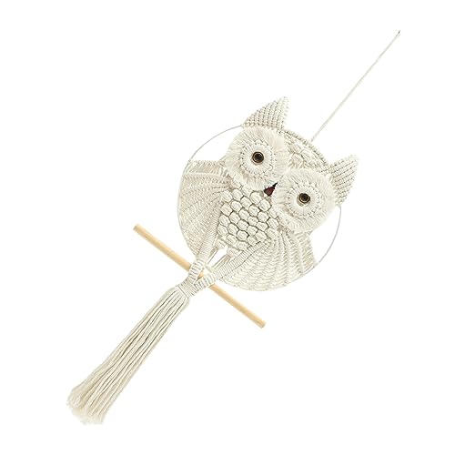 Macramé tenture avec motif hibou en tissage artisanal et finitions soignées