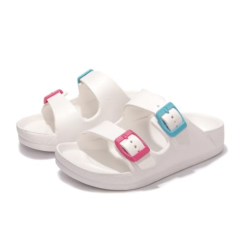 Image of FUNKYMONKEY Kids EVA Slides Waterproof Slip-on Pool Sandals for Boys Girls | Lightweight Plastic Sandals with Adjustable Double Buckle, Boys Girls Comfortable Non-slip Summer Shoes for Beach, Daily Wear