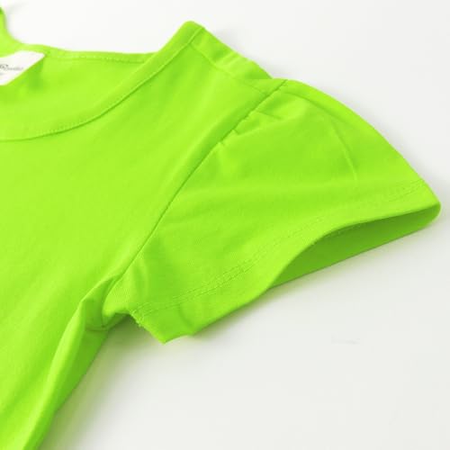 Noomelfish Girls Short Puff Sleeve Dress Summer Casual Knit Swing Twirl Skater Dresses with Pockets (2-12 Years)3