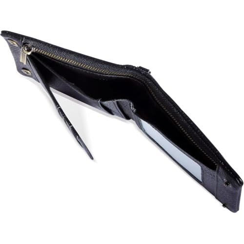 Genuine Leather Wallet for Men Slim Bifold Crazy Horse Cowhide Snap Button Card Case Minimalist Front Pocket Gift (Black)4