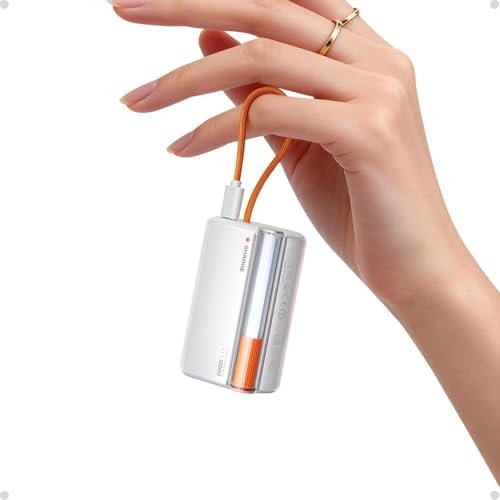 sharge 45W Schnelllade Klein Powerbank 10000mAh Kompakte USB-C Mini Powerbank mit integriertem Kabel PD 3.0 & QC 3.0 Dual-Ausgang für iPhone 17/16/15 iPad & mehr