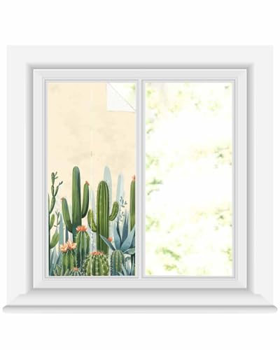 Película de privacidad para ventana con diseño cactus 17.7x39.3 in miniatura 1