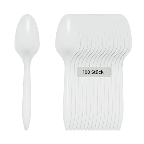 Linario® Mehrweg Kaffeelöffel/Teelöffel/Eislöffel/Dessertlöffel – 100 Stück – robust & wiederverwendbar – für Gastronomie, Gewerbe & Haushalt