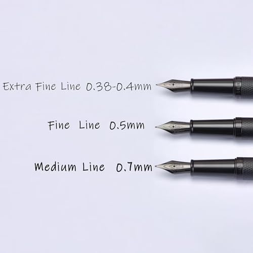 Image of Asvine Black Forest Fountain Pen,Fine Nib With Converter And Metal Gift Box Set-Black