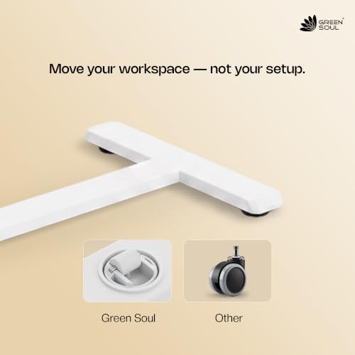 Image of Green Soul Axis Ergonomic Height Adjustable Table for Office Work |Standing Desk for Home Office | Tiltable Table Top | Silent Hidden Castor Wheels | 3 Year Warranty | (White)