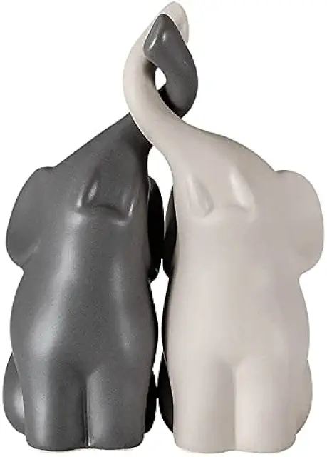 Ceramic Elephant Couple Statue - Harmonious Love Decor for Home Textile & Animal Ornaments