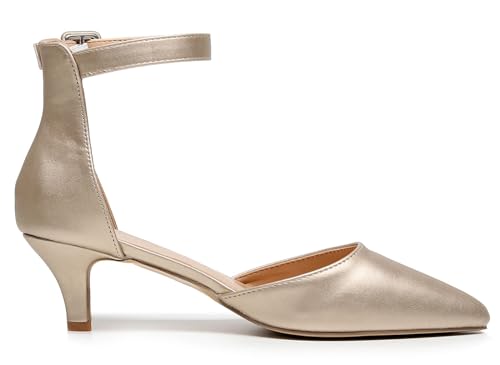 VenusCelia Women's Easy Going Strap Pump Kitten Heel Shoe3