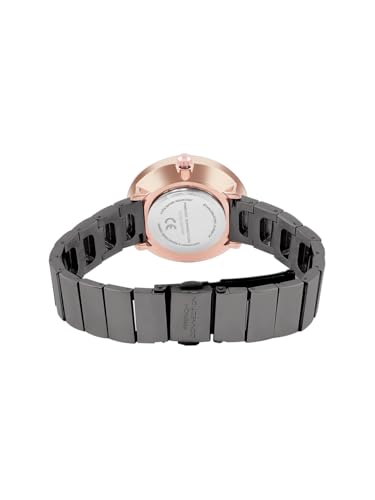 Image of French Connection Mop Gun Round Dial with IP Gun Stainless Steel Metal Strap Watch - for Womens FCN0128GNM