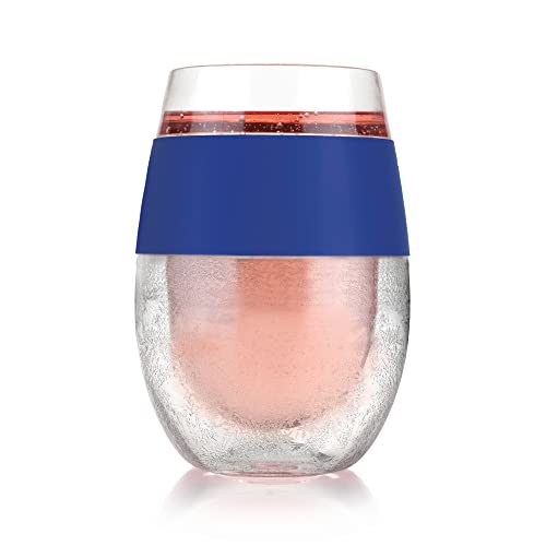 Host Wine Freeze Cup Set Of 2 - Plastic Double Wall Insulated Wine Cooling Freezable Drink Vacuum Cup With Freezing Gel, Wine Glasses For Red And White Wine, 8.5 Oz Blue - Gift Essentials #TOP7
