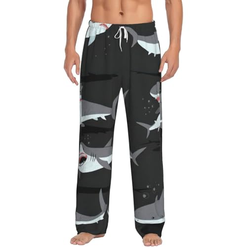 Pantalon de pyjama requin homme en flanelle polaire douce pour la maison