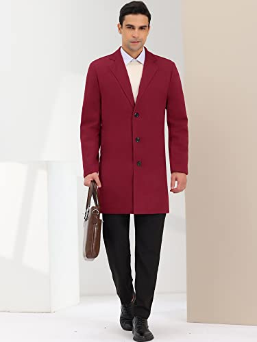Image of Lars Amadeus Men's Trench Coat Notch Lapel Single Breasted Classic Long Pea Coats Overcoat