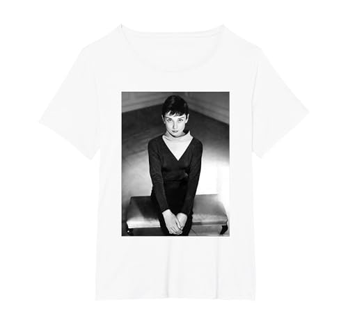 Foto de Audrey Hepburn Film & Fashion Icon por Antony Beauchamp Camiseta, Mujer Tallas Grandes, Blanco, 2XL Grande
