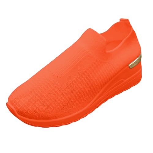 VBEDKDEB Zapatillas deportivas para mujer, zapatillas de deporte para mujer, de malla, de un solo color, transpirables, ligeras, para el tiempo libre, con suela gruesa, color marrón, naranja, 40.5 EU
