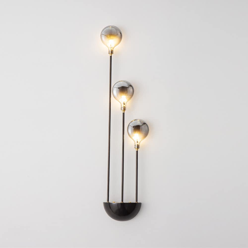 SXECAEPS 3-light Glass Wall Sconce Geometric Copper Mount Light Modern Headboard Lamp, Art Deco Lighting Fixture Bedroom Bedside Sconces, G4 Lamps for Living Room