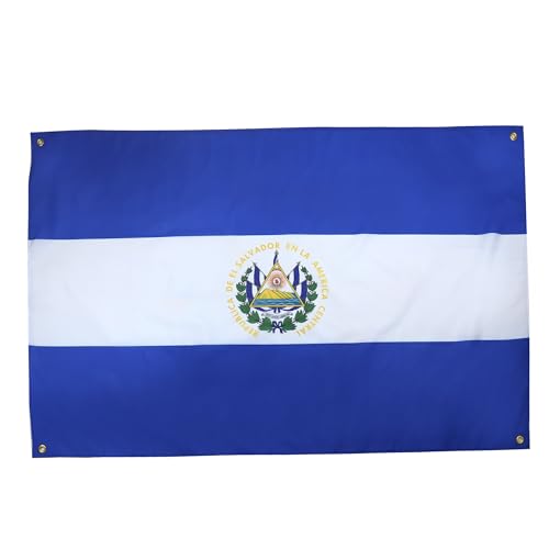 AZ FLAG Drapeau El Salvador 150x90 cm avec 4 oeillets, Pavillon Salvadorien pour balcon ou mur