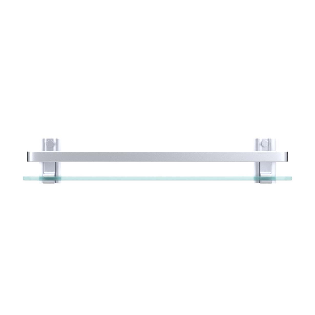 Estante de baño de vidrio templado rectangular de aluminio extra grueso color plateado arenado, montaje en pared, 25 cm