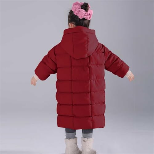 Kids Girls Long Hooded Puffer Jacket Winter Warm Windproof Coats Sports Outerwear Fashion Clothes 4-11 Years4