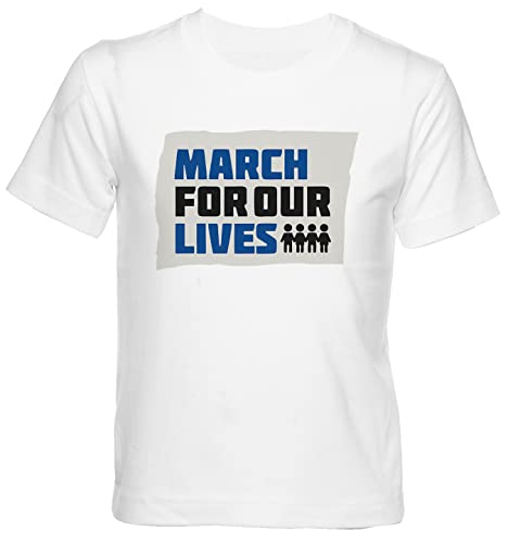 GENIGMAE - March for Our Lives T-Shirt Kinder Junge Mädchen Kurzarm Weiß Tee Kids Boys Girls White XL