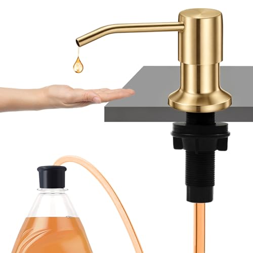 Image of Sink Soap Dispenser, Kichen Sink Soap Dispenser, 47 inch Extension Tube kit, Under Sink Soap Dispenser Pump, No Need More Refills (Golden, 2 Pack)