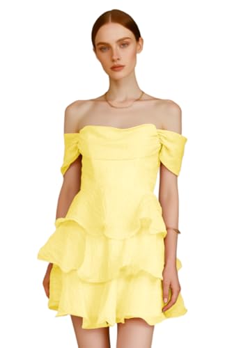 kosoze Off Shoulder Homecoming Dress for Women 2025 Tiered Ruffle Short Prom Dresses A Line Cocktail Gown