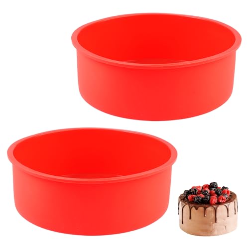 Zyren Molde de silicona redondo de 15 cm, 2 moldes de silicona para hornear Airfryer, molde redondo para tartas de queso, arco iris, sin BPA, no adhesivo y fácil de aflojar